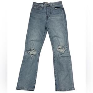 Levi’s Wedgie Straight Button Fly Ripped Distressed Denim Jeans Size 27 27x28